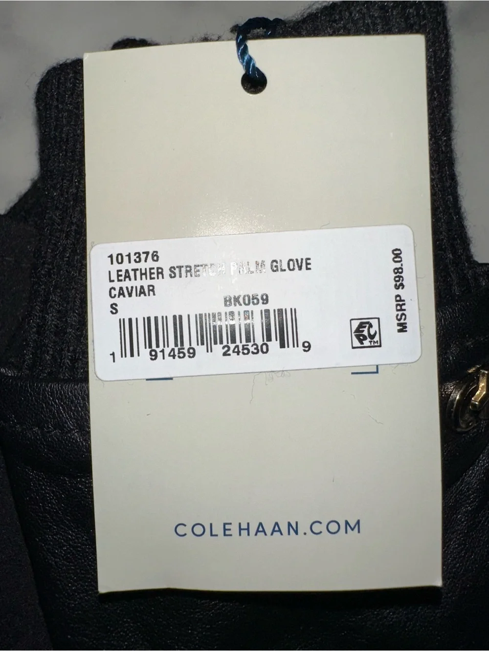 Cole Haan Black Leather & Knit Cuff women’s  Gloves size S